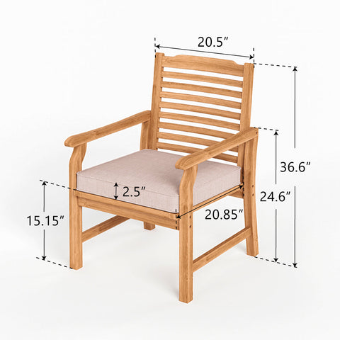 Acacia Wood Patio Furniture Set Adjustable Table & Fixed Chairs