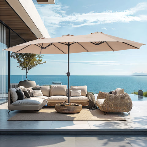 15ft Double-Sided Extra Large Patio Twin Umbrella (Base Included)