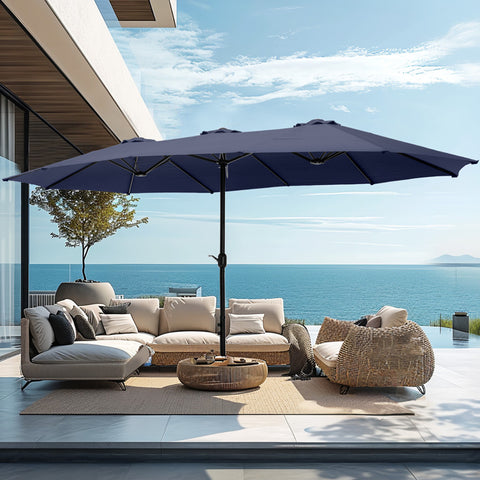 15ft Double-Sided Extra Large Patio Twin Umbrella (Base Included)