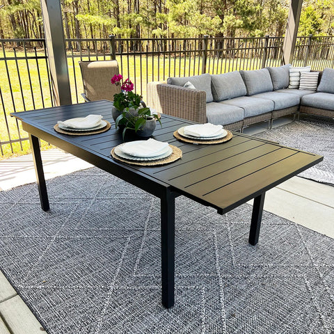 Metal Adjustable Outdoor Patio Dining Table for 6-8 Person