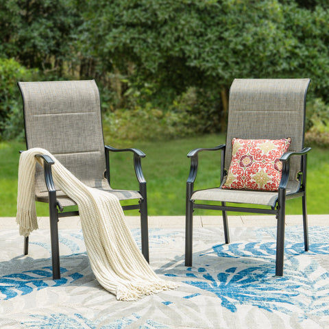 Sling Fabric High-back Padded Patio Fixed Chairs