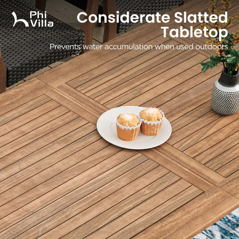 7/9 Piece Outdoor Acacia Wood Dining Set with Extendable Table and Rattan Chairs