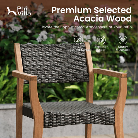 7/9 Piece Outdoor Acacia Wood Dining Set with Extendable Table and Rattan Chairs
