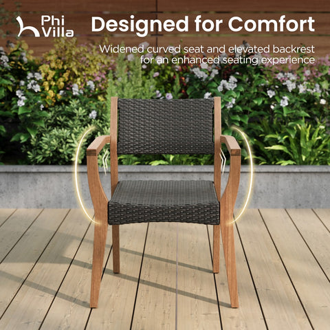 7/9 Piece Outdoor Acacia Wood Dining Set with Extendable Table and Rattan Chairs