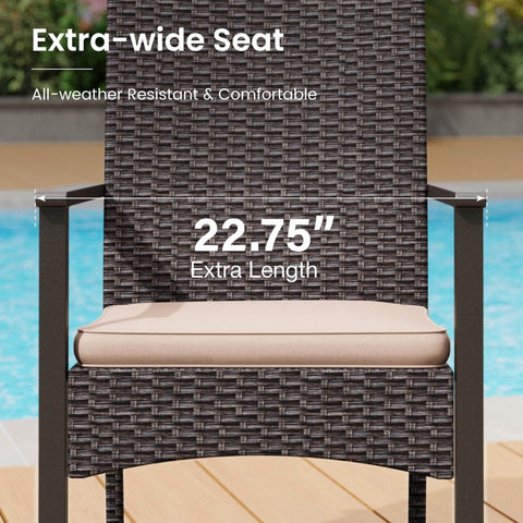 7/9 Piece Acacia Wood Outdoor Dining Set with Wicker Rattan Haiti Chairs