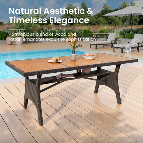 7/9 Piece Acacia Wood Outdoor Dining Set with Wicker Rattan Haiti Chairs