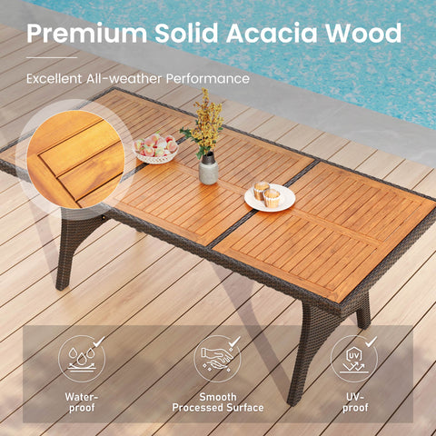 7/9 Piece Acacia Wood Outdoor Dining Set with Wicker Rattan Haiti Chairs