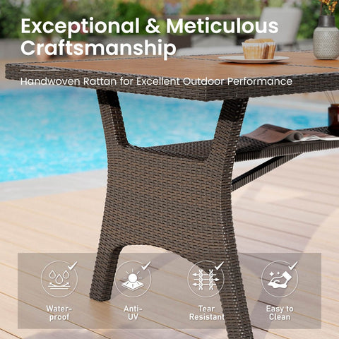 7/9 Piece Acacia Wood Outdoor Dining Set with Wicker Rattan Haiti Chairs