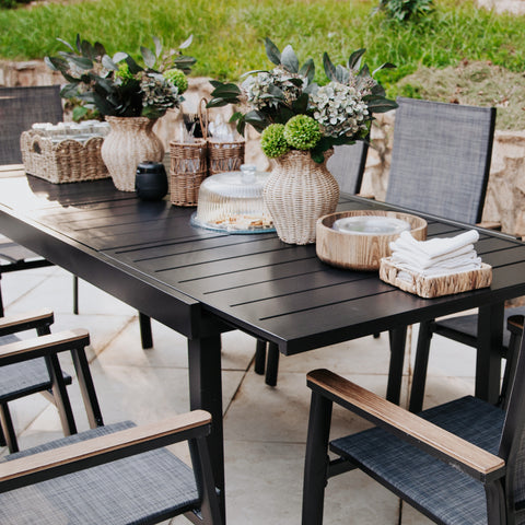 Metal Adjustable Outdoor Patio Dining Table for 6-8 Person
