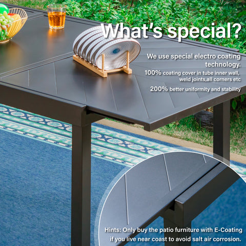 Extra Large Extendable Table with Line Engraving Design