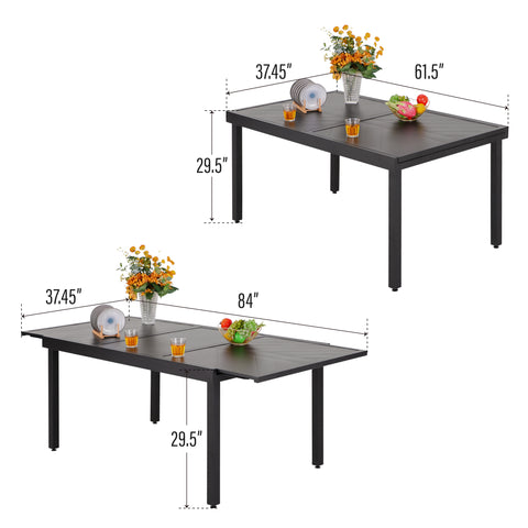 Extra Large Extendable Table with Line Engraving Design