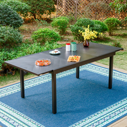 Extra Large Extendable Table with Line Engraving Design