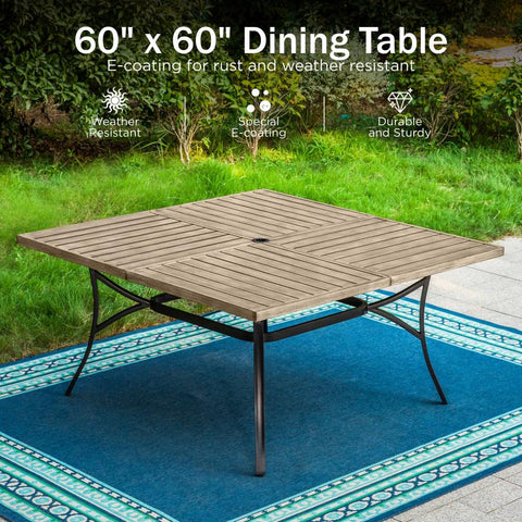 8-Seat Large Wood-like Square Patio Dining Table