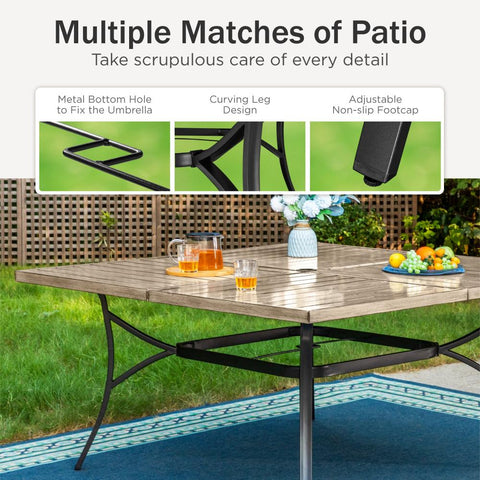 8-Seat Large Wood-like Square Patio Dining Table
