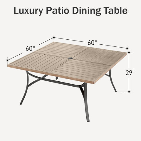 8-Seat Large Wood-like Square Patio Dining Table