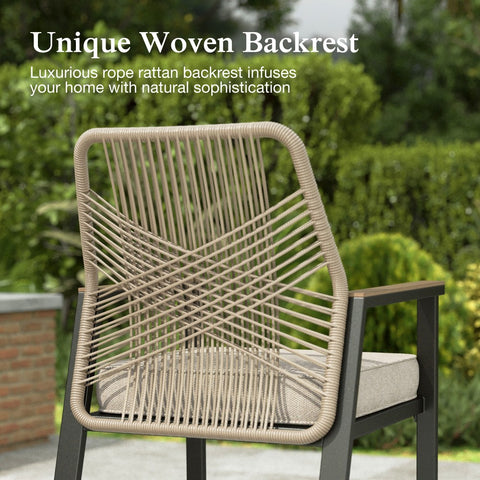Outdoor Patio Fixed & Swivel Bar Stools Wicker Rattan Counter Height Chairs, Set of 2