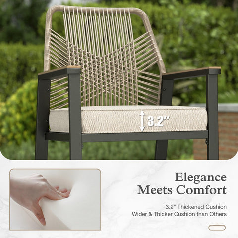 Outdoor Patio Fixed & Swivel Bar Stools Wicker Rattan Counter Height Chairs, Set of 2