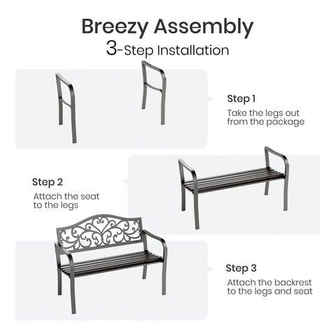 Black Outdoor Bench Set - Built to Last and Easy to Assemble