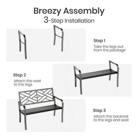 Black Outdoor Bench Set - Built to Last and Easy to Assemble