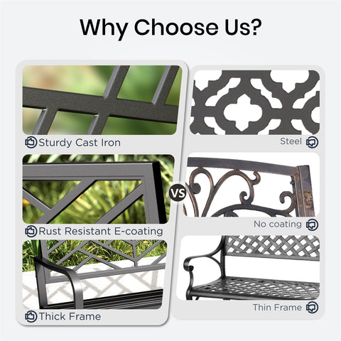 Black Outdoor Bench Set - Built to Last and Easy to Assemble