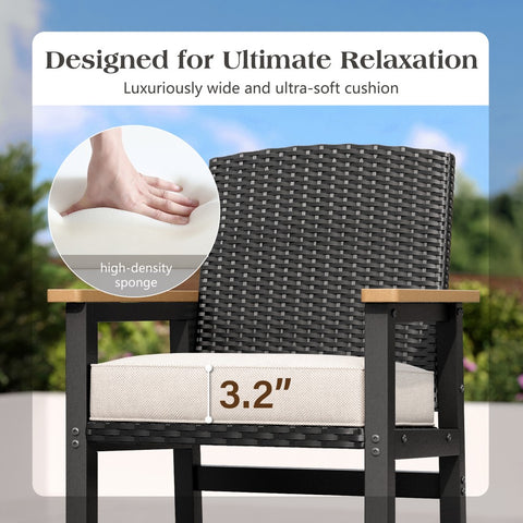 3-Piece Outdoor High Bar Set with HDPE Wicker Stools & Wood-Like Table
