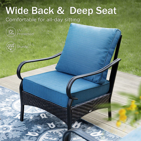 5-Seater Rattan-steel Luxurious Outdoor Sofa Set with 56" Fire Pit Table