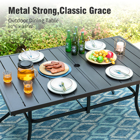 7-Piece Outdoor Patio Dining Set with Handcrafted Rattan Rope Chairs