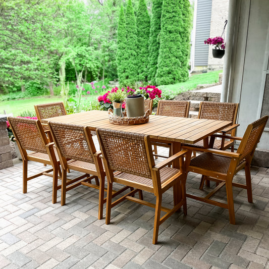 Outdoor Acacia Wood Casual Dining Set for Backyard