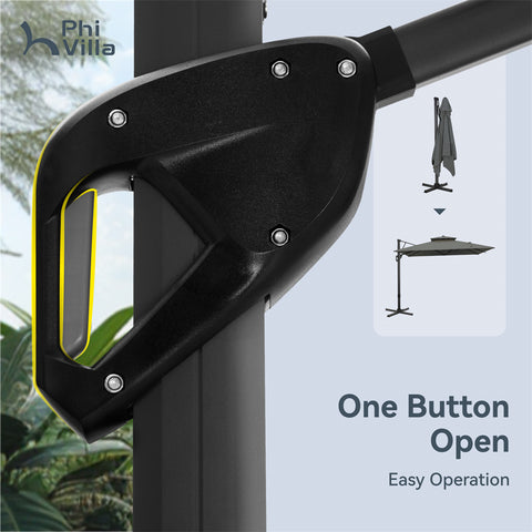 9X12ft Rectangular Outdoor Cantilever Offset Umbrella for Garden, Pool