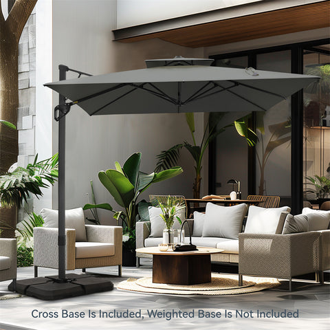 9X12ft Rectangular Outdoor Cantilever Offset Umbrella for Garden, Pool