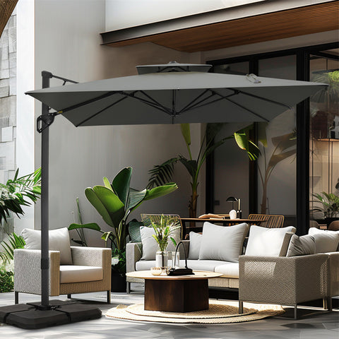 9X12ft Rectangular Outdoor Cantilever Offset Umbrella for Garden, Pool