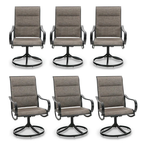 Padded Textilene Fabric Patio Dining Swivel Chairs