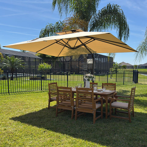 9X12ft Rectangular Outdoor Cantilever Offset Umbrella for Garden, Pool