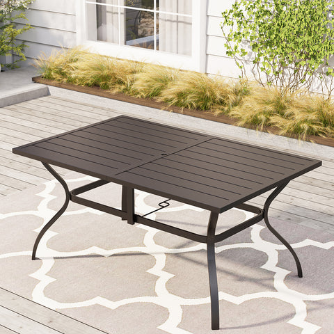 6-Seat Outdoor Metal Dining Table with Umbrella Hole