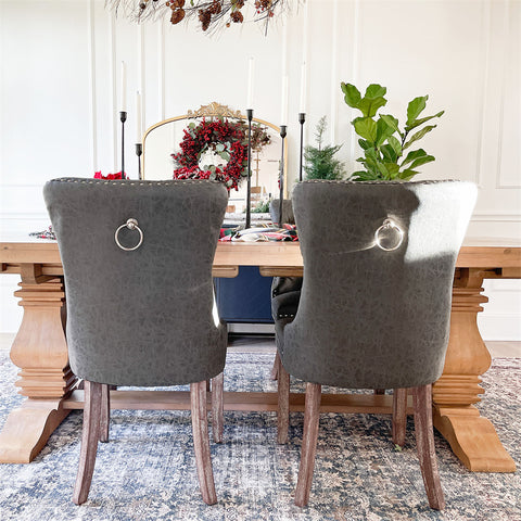PU Leather Wing Back Side Dining Room Chairs Set of 2