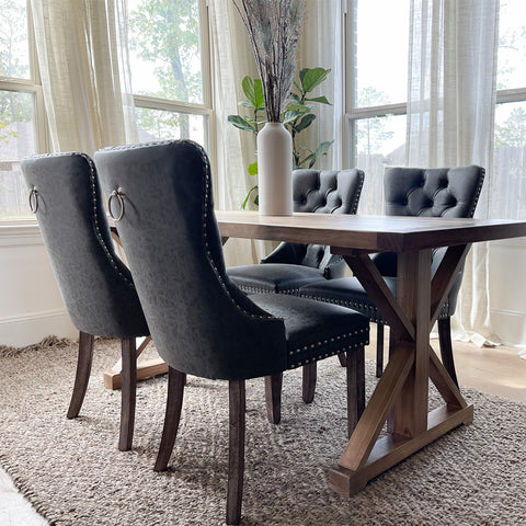 PU Leather Wing Back Side Dining Room Chairs Set of 4