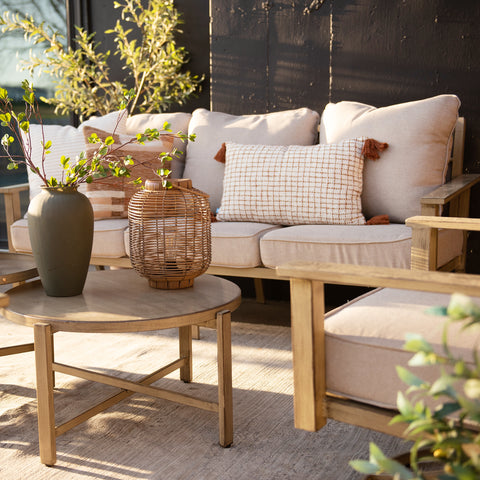 5 Seat Outdoor Wooden-like Conversation Set with Coffee Table