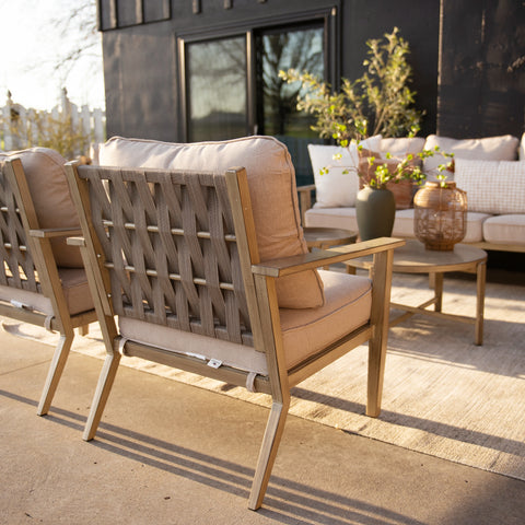5 Seat Outdoor Wooden-like Conversation Set with Coffee Table