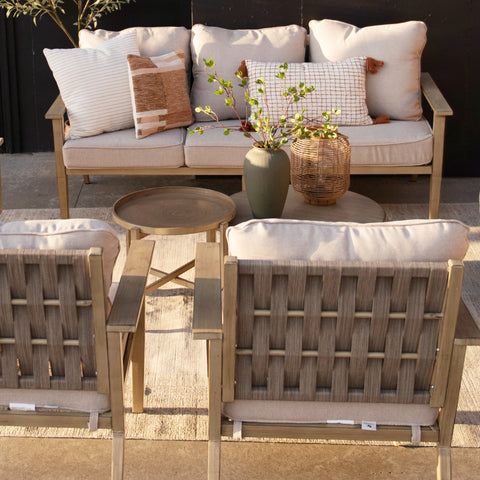 5 Seat Outdoor Wooden-like Conversation Set with Coffee Table