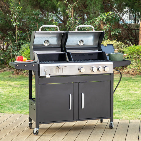 Outdoor Propane Grill & Charcoal Grill Combo