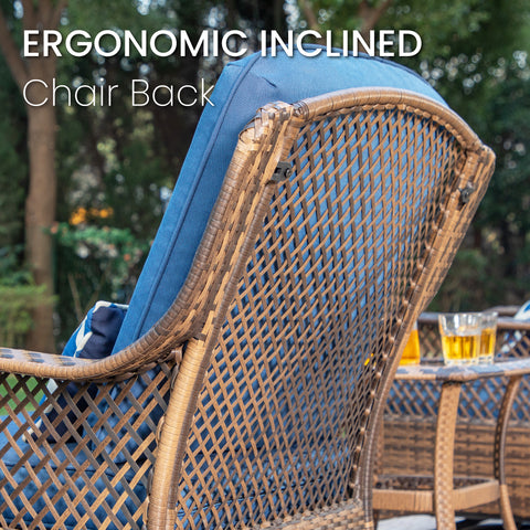 3-Piece Patio Conversation Set with Rattan Swivel Rocking Chairs