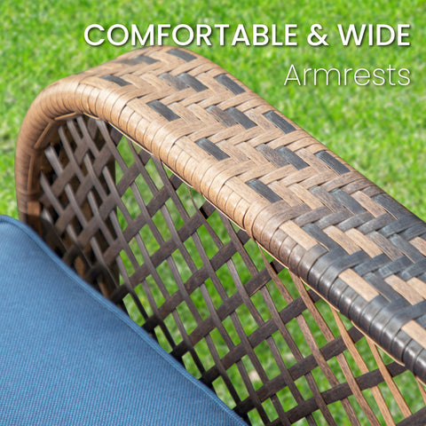 3-Piece Patio Conversation Set with Rattan Swivel Rocking Chairs