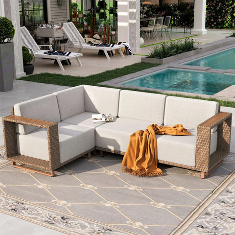6-Seater Modern Wicker Outdoor Conversation Sofa set