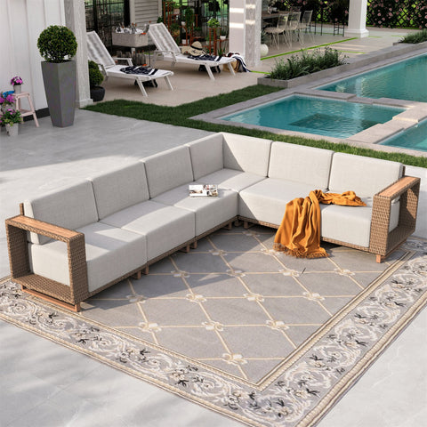 6-Seater Modern Wicker Outdoor Conversation Sofa set