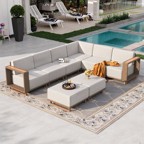 6-Seater Modern Wicker Outdoor Conversation Sofa set
