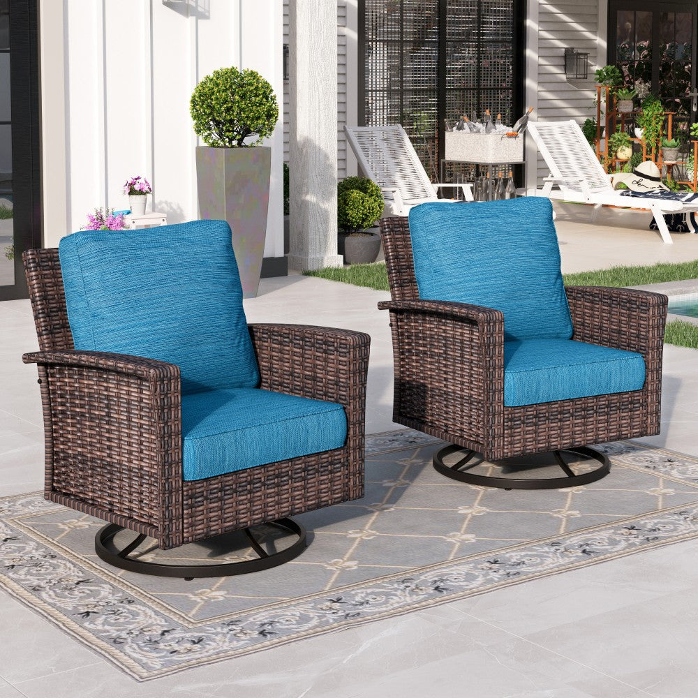 Sophia & William 2-Piece Patio Wicker Swivel Glider Chairs with 5.5" Thick Cushions GB