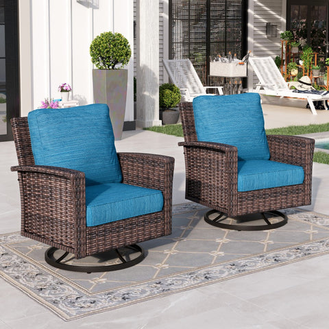 Sophia & William 2-Piece Patio Wicker Swivel Glider Chairs with 5.5" Thick Cushions GB