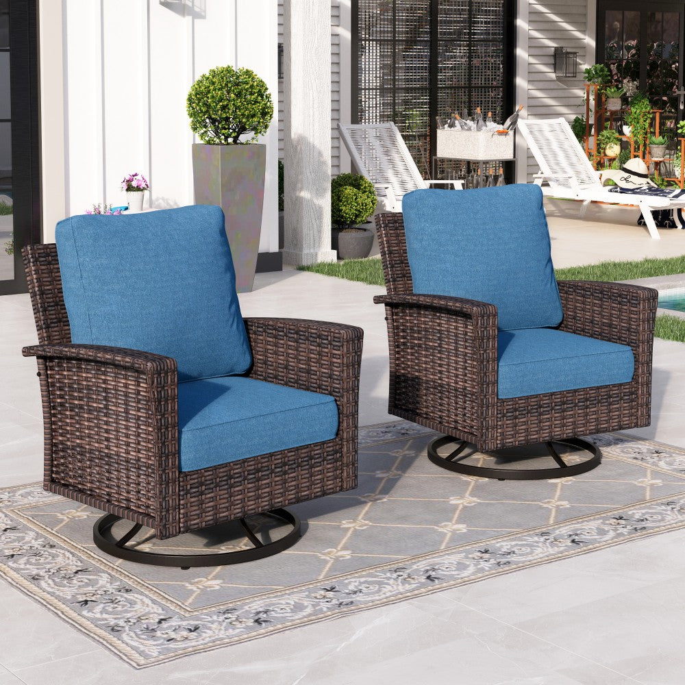 Sophia & William 2-Piece Patio Wicker Swivel Glider Chairs with 5.5" Thick Cushions NY