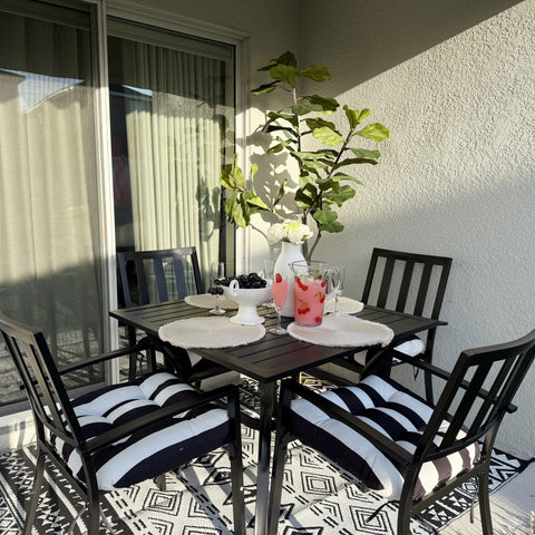 5-Piece Patio Dining Set Steel Square Table and Stackable Chair