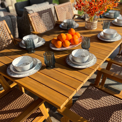 Outdoor Acacia Wood Casual Dining Set for Backyard